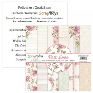 Double-sided scrapbooking paper set 6"x6", 24 sheets, First Love, ScrapBoys - Picture 1 of 7