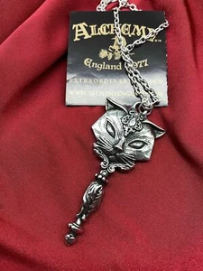 Collana con ciondolo Vanitas gatto sacro Alchimia Inghilterra P889 specchio gotico IN MANO - Foto 1 di 7