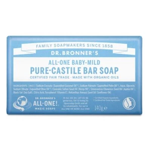 Dr Bronner's Pure Castile Bar Soap - 140g - Baby Unscented - Picture 1 of 2