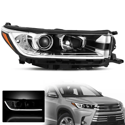 LED DRL Headlight For 2017-2019 Toyota Highlander Black Passenger Right Side Foto 1 de 4