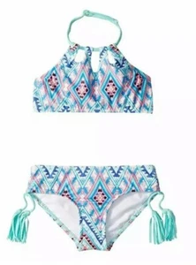 Seafolly Blue Aztec Folk Keyhole Tankini Set Girl's Size 14 AUS L44501 - Picture 1 of 3