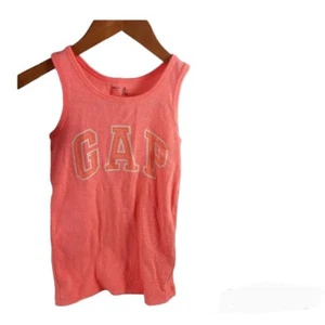 Gap Kids Outlet Tank Embellish Sequin Logo Ribbed Medium Orange Back To School - Picture 1 of 14