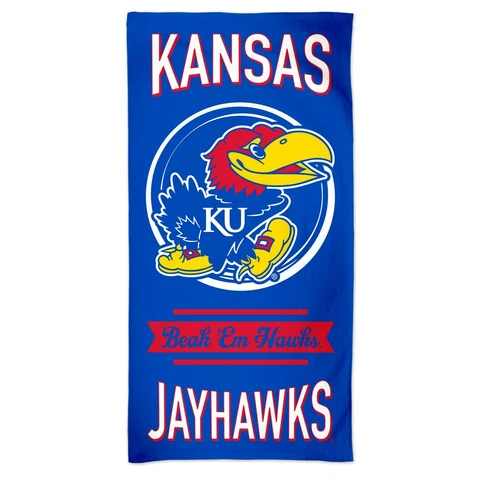 TWO (2) KANSAS JAYHAWKS 100% COTTON 30" X 60" BEACH TOWELS FROM WINCRAFT Cover