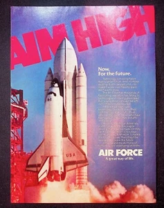 1984 Air Force "Aim High" Discovery Shuttle Vintage Druck Anzeige - Bild 1 von 1