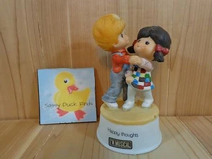Gentle Treasures Music Box 6" Porcelain HAPPY THOUGHTS Dance 1978 Flambro - Picture 1 of 5
