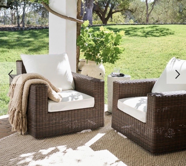 Funda Cojín Silla Giratoria Brazo Cuadrado Mimbre Torrey Pottery Barn Natural Foto 1 de 4