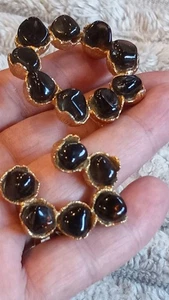 Vintage braun Glas strukturiert goldfarben Clip auf Ohrringe und Brosche Set - Bild 1 von 24