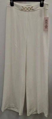 Calça Nanette Lepore feminina perna larga com fivela tom dourado branca tamanho 6 - Imagem 1 de 4