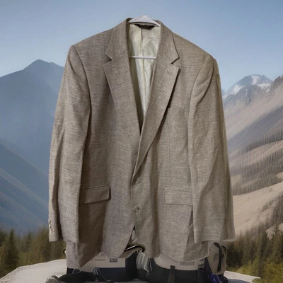 Blazer Chaqueta 2 Botones Y2K OAKTON LTD Lino Poli Viscosa Beige Texturizado Talla 46L Foto 1 de 4