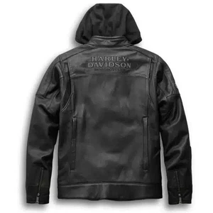 Harley-Davidson Men's Black Motorcycle Jacket Real Cowhide Riding Leather Jacket - Picture 1 of 3