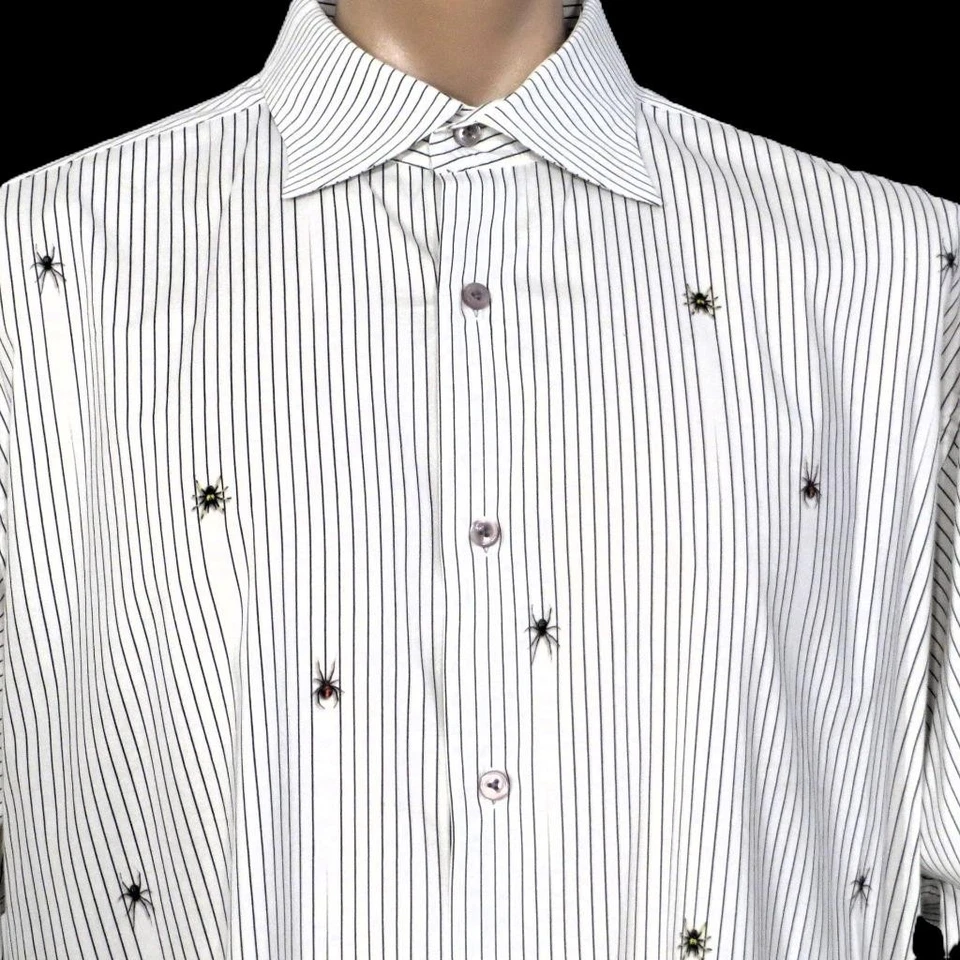 Disfraz de Vampiro Drácula Camisa de Vestir Arañas 2XL Viuda Negra Lujo Nahem Foto 1 de 4