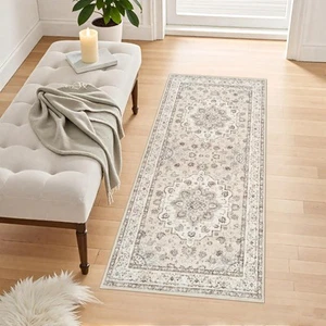 Washable Hallway 2x5 Runner Rugs: Oriental Non-Slip Kitchen Carpet Distressed... - Picture 1 of 6