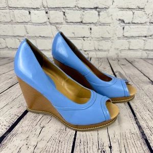 Shiekh Keilabsatz hoher Absatz offene Zehenpartie sexy Damenschuhe himmelblau/babyblau Größe 10 - Bild 1 von 7