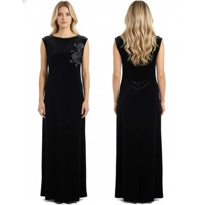 Katie Lee коллекции черный бархат макси платье без рукавов XL прихотливый романтический - Изображение 1 из 4