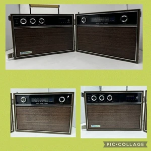 Stereo AM/FM Vintage Mid Century Elettrophinic Solid State 8 tracce 2 pezzi funzionante! - Foto 1 di 20