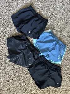 Lot 4 Pairs Nike Shorts Girls Medium Running Athletic Lined Dri-Fit Black Blue - Picture 1 of 4