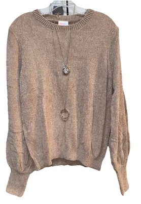 Nuevo con etiquetas Suéter de Chenilla Lularoe Medio Sólido Crema Bronceado Piper Manga Globo Foto 1 de 4