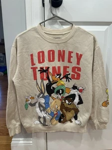 Rara felpa girocollo vintage Looney Tunes taglia small Bugs Daffy Taz Tweety - Foto 1 di 11