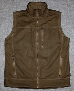 KUHL MEN'S BURR FULL ZIP VEST 1042 Lined Canvas Patina Dye Khaki sz L Vest - Picture 1 of 8