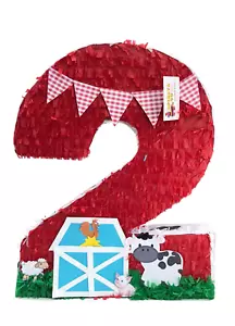Number Two Pinata 20" Tall Barnyard Theme Farm House - Picture 1 of 1
