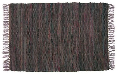 Alfombra de área de trapo marrón tabaco - 30 x 50 pulgadas - 100 % algodón - Alfombra de tiro de trapo tejida a mano Foto 1 de 2