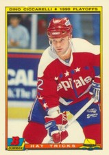 1990-91 Bowman Tiffany HAT TRICKS #15 DINO CICCARELLI - Washington Capitals