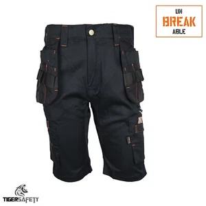 Pantaloncini da lavoro Unbreakable U236 Reflex Pro elasticizzati da uomo neri cargo combat fondina - Foto 1 di 3