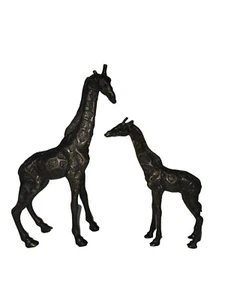 Bronze Mama & Baby Giraffe Skulpturen Dekor - Bild 1 von 11