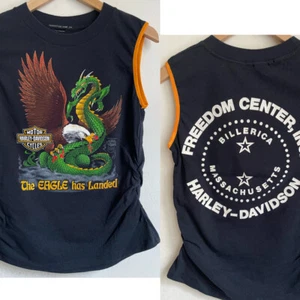 Vintage Harley Davidson Massachusetts Eagle 1986 T-Shirt Remade Upcycled Fitted - Bild 1 von 12