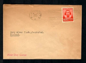 CO1a Norway to Finland F.D.C. 1947 Better Days Back Oval Engene 54 Dramen - Picture 1 of 2