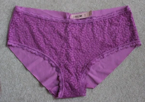 VICTORIA'S SECRET NO SHOW CHEEKY PANTY FUCHSIA PURPLE FLORAL LACE FRONT PANTY XL - Picture 1 of 4