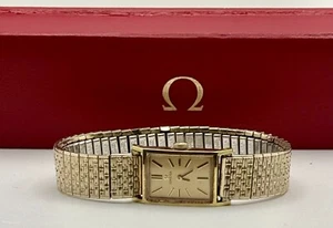 Boxed 1960s Omega Cal.484 Women's Gold Plated Manual 16mm Cocktail Tank 511.163 - Picture 1 of 10