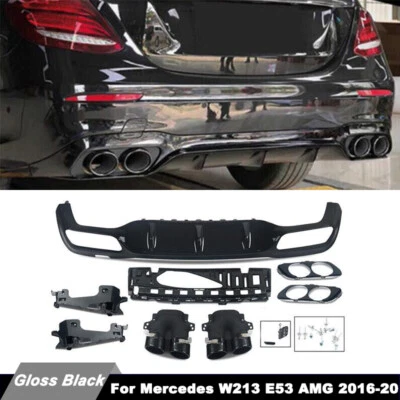 Rear Bumper Diffuser W/ Exhaust Tips For Mercedes Benz W213 E300 E43 2016-2020 - Image 1 of 4