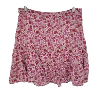Minifalda Gap Factory para mujer talla 6 rosa lino floral y2k línea con volantes en capas Foto 1 de 4