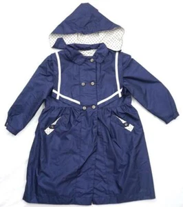 ROTHSCHILD GEBRAUCHT MÄDCHEN L (6X) MARITIM MARINEBLAU KLEID/ERBSENMANTEL NYLON PLISSEE GEPUNKTET - Bild 1 von 10