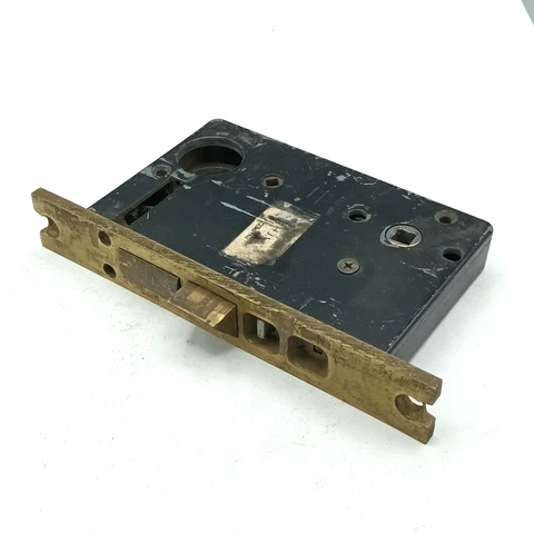 Vtg Exterior Mortise Lock Door Hardware Salvage Reclaimed Thumb Lock Deadbolt Cover