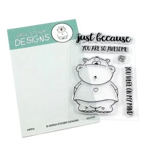 Gerda Steiner Designs, Hippo with Butterfly 3x4 Clear Stamp Set - Picture 1 of 1
