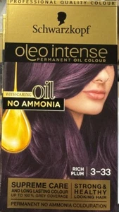 3x Schwarzkopf Oleo Intense Permanent Oil Colour 3-33 Rich Plum - Picture 1 of 2