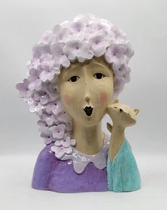 DiliComing Garden-Statues, 13in Woman With Cat Modern ArtStatue, Resin Sculpture - Picture 1 of 12