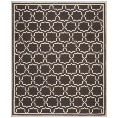 SAFAVIEH Dhurries DHU545A Handwoven Chocolate /Ivory Rug - Image 1 of 4