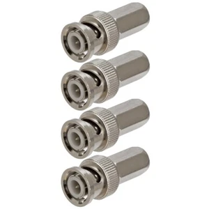 4 Pcs BNC Male Twist On RG59 Coax Coaxial Cable Connector CCTV Security Camera - Picture 1 of 2