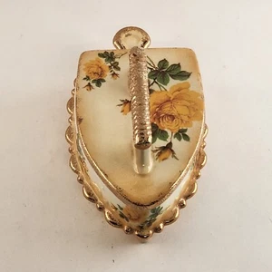 Caja aparador baratija de porcelana hierro oro amarillo dorado anillo de joyería vintage - Imagen 1 de 9