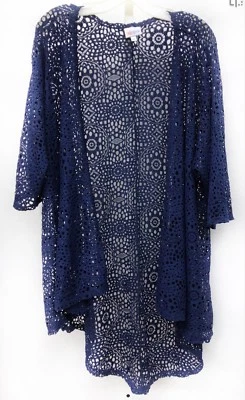 Cárdigan Lularoe Talla M Tejido Crochet Abierto Túnica Plumero Top Mangas Cortas Top Foto 1 de 2