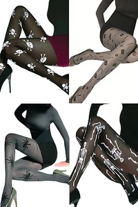 HALLOWEEN Pattern Womens Fancy Party Tights 40 Denier Hosiery - Picture 1 of 9