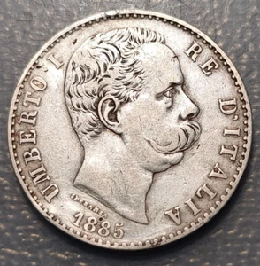 ITALIA UMBERTO I 2 LIRE 2 LIRAS 1885 MBC FECHA RARA - Picture 1 of 2