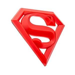Superman Red Car Emblem Badge - Man Of Steel 3D Auto Sticker - 4.2" x 3" - Picture 1 of 12