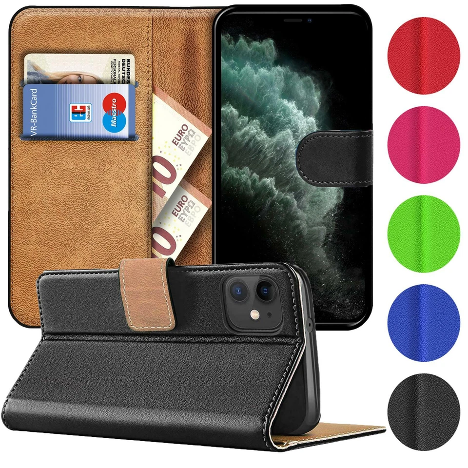 COOLGADGET Handy Hülle für Apple iPhone Case Schutz Tasche Cover Basic Wallet Flip Etui