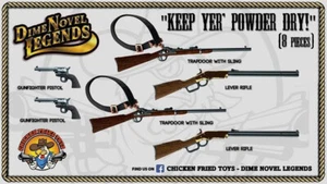 Set accessori Dime Novel Legends scala 1:18 Keep Yer Powder Dry! (6 pezzi) - Foto 1 di 1
