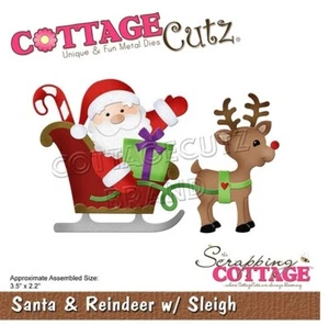 Santa & Reindeer W/Sleigh Christmas CottageCutz Metal Die CC-668 Retail 19.95 - Picture 1 of 1