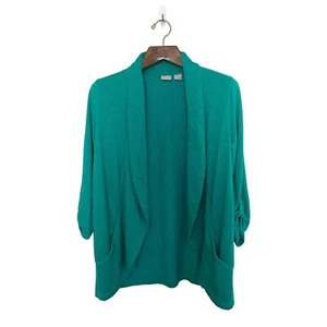 Chicos Zenergy Kelly Green Drape Front Open Cardigan Women’s Size 8/10 SZ 1P - Picture 1 of 10